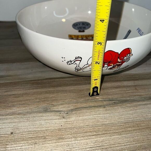 1990 Roman Souper Bowl, Bowl Touch Down Snacks Popcorn Noodles Salad White Green - Picture 5 of 10